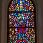 Engadine, St. Moritz, Church St. Mauritius, Window with Saint Mauritius