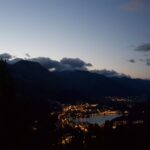 Engadine, St. Moritz, Hahnensee, view in direction St. Moritz, Suvretta by night