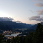 Engadine, St. Moritz, Hahnensee, view in direction St. Moritz, by night