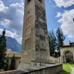 Engadine, St. Moritz, Leaning Tower from above, side